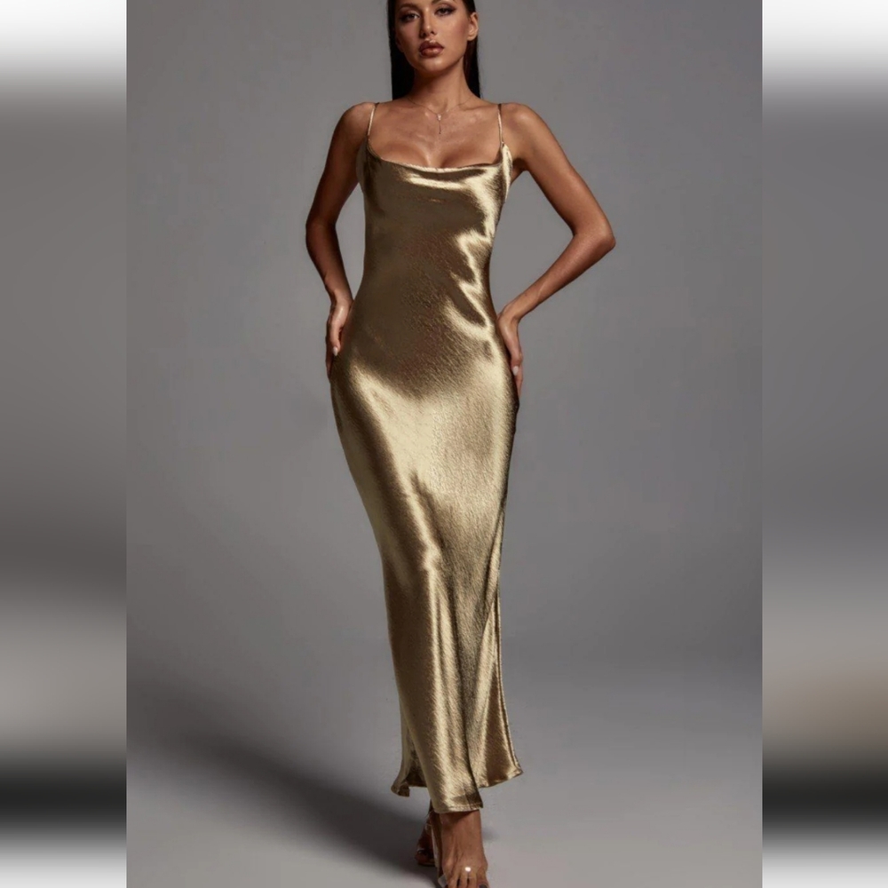 Metallic Gold Maxi Dress